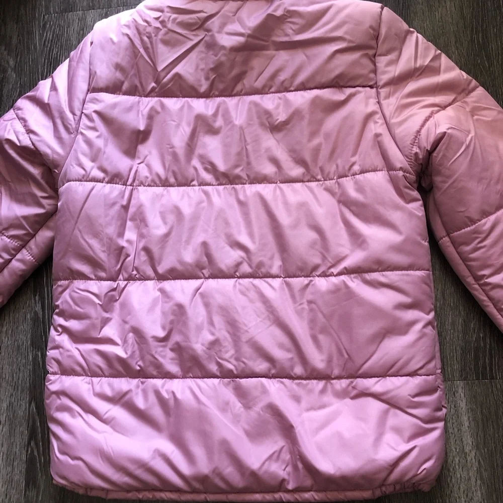 London Fog Girls Puffer Jacket Hooded Coat L 14/16 Mauve Pink Warm Winter - Picture 8 of 9